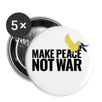 Make Peace Not War - Solidarität mit der Ukrain - Buttons groß 56 mm (5er Pack) - Weiß - Vorne