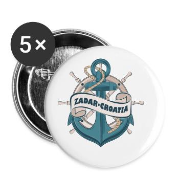 Zadar Croatia Nautical Summer Anchor Design - Buttons large 2.2''/56 mm (5-pack) - white - Front