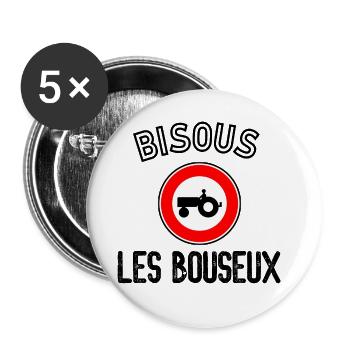 Bisous les bouseux - Lot de 5 grands badges (56 mm) - blanc - Devant