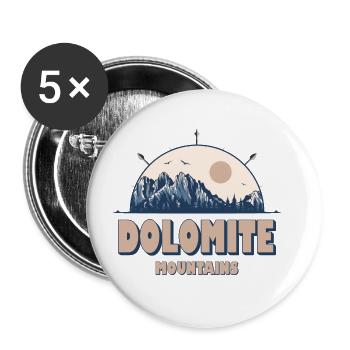 Dolomites Italie Vintage Mountain Randonnée - Lot de 5 grands badges (56 mm) - blanc - Devant
