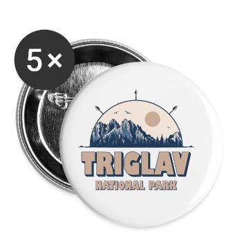 Triglav Nationalpark Slowenien Vintage Wandern - Buttons groß 56 mm (5er Pack) - Weiß - Vorne