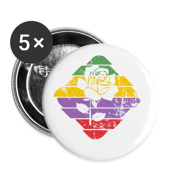Rose - Buttons groß 56 mm (5er Pack) - Weiß - Vorne