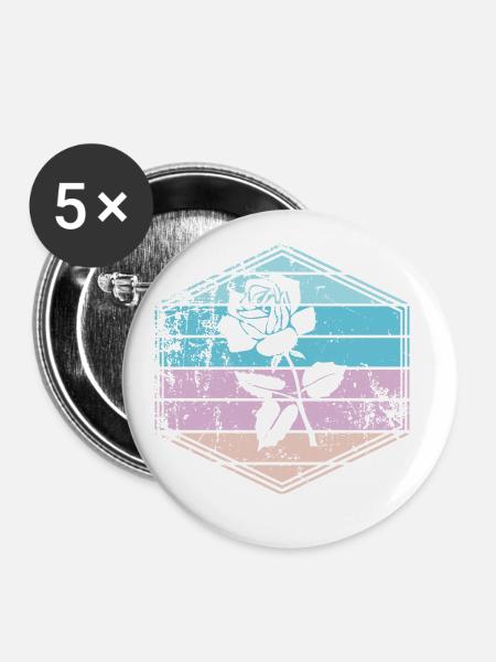 Rose - Buttons groß 56 mm (5er Pack) - Weiß