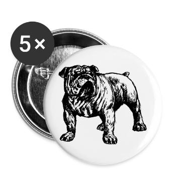 English Bulldog T-shirt. BULLY the dog. - Buttons large 2.2''/56 mm (5-pack) - white - Front