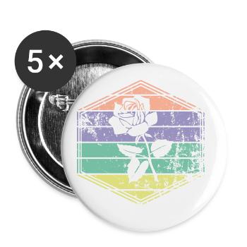 Rose - Lot de 5 grands badges (56 mm) - blanc - Devant