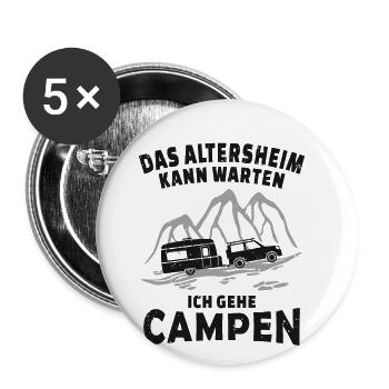 Camper Wohnwagen Ruhestand - Buttons groß 56 mm (5er Pack) - Weiß - Vorne