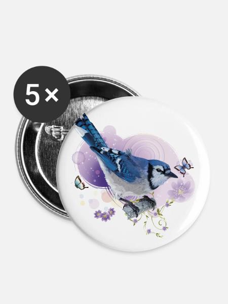 Blaue Chara - Buttons groß 56 mm (5er Pack) - Weiß