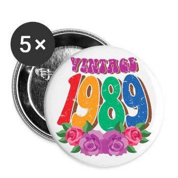 Jahrgang 1989 35. Geburtstag für Frauen 35 Jahre alt - Buttons groß 56 mm (5er Pack) - Weiß - Vorne