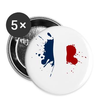 Frankreich Flagge Fleckendesign - Buttons groß 56 mm (5er Pack) - Weiß - Vorne
