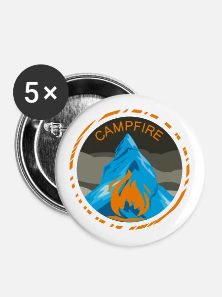 Lagerfeuer - Buttons groß 56 mm (5er Pack) - Weiß