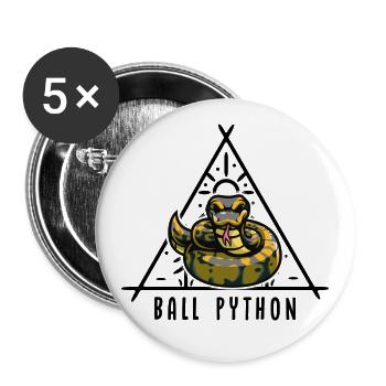 Ball Python Schlange Besitzer Nette Haustier Schlange - Buttons groß 56 mm (5er Pack) - Weiß - Vorne