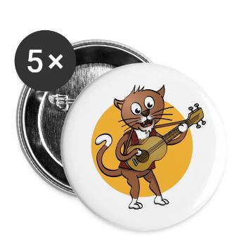 The guitar palying cat illustration - Buttons large 2.2''/56 mm (5-pack) - white - Front