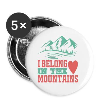 Randonnée en montagne Nature en plein air - Lot de 5 grands badges (56 mm) - blanc - Devant
