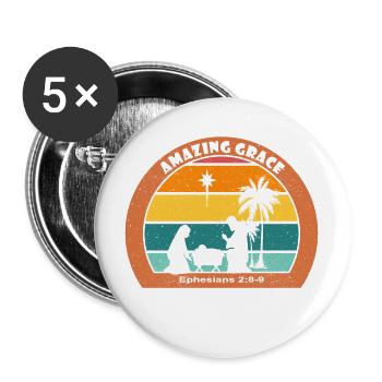 Weihnachtsgeburt mit Jesus - Gnade - Buttons groß 56 mm (5er Pack) - Weiß - Vorne