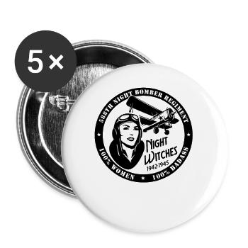 Nachthexen - Buttons groß 56 mm (5er Pack) - Weiß - Vorne