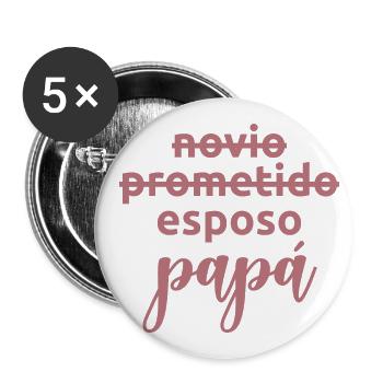 Esposo To Papa Married Men Funny Pregnancy Gift - Buttons large 2.2''/56 mm (5-pack) - white - Front