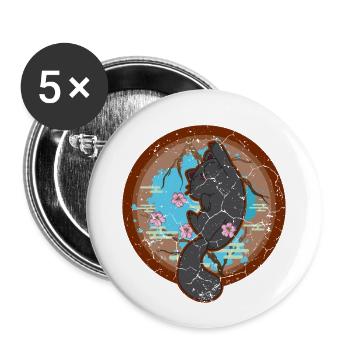 Japanese Kawaii Cat Vintage, Cool Japanese Cats - Buttons large 2.2''/56 mm (5-pack) - white - Front