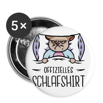 Feierabend Wochenende Langschläfer Schlafmütze - Buttons groß 56 mm (5er Pack) - Weiß - Vorne