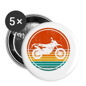 Retro Graphic Dirt Biker Motorcycle Enduro Motocro - Buttons groß 56 mm (5er Pack) - Weiß - Vorne