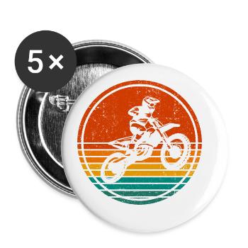 Retro Graphic Dirt Biker Motorcycle Enduro Motocro - Buttons groß 56 mm (5er Pack) - Weiß - Vorne