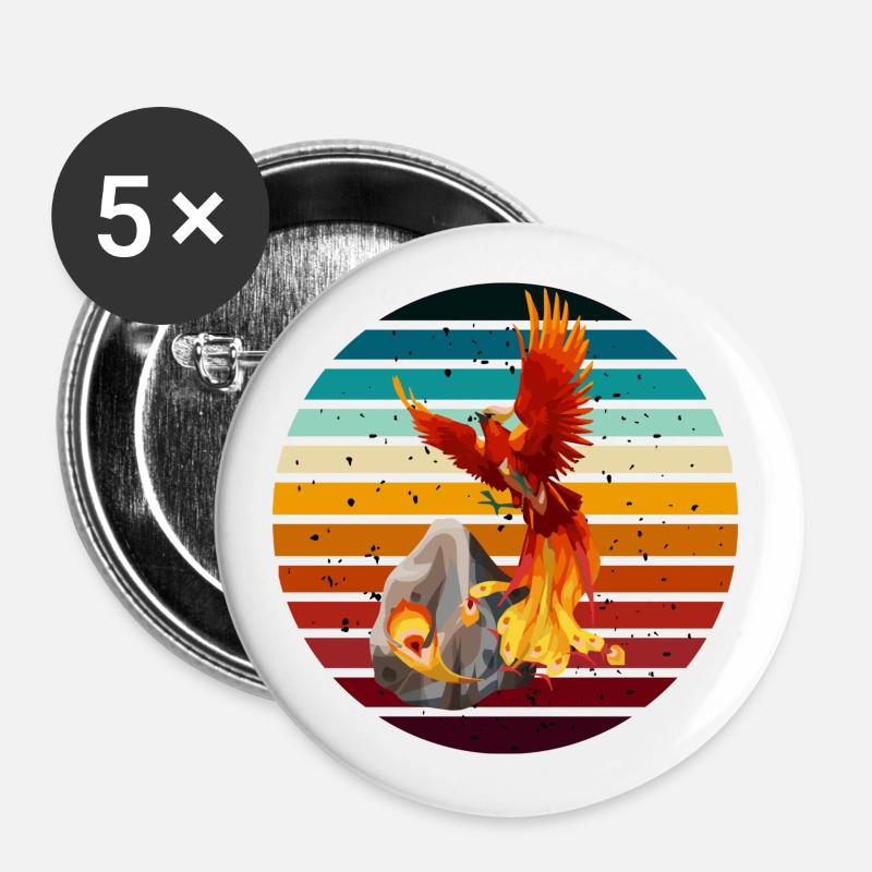 Phoenix Above - Buttons groß 56 mm (5er Pack) - Weiß