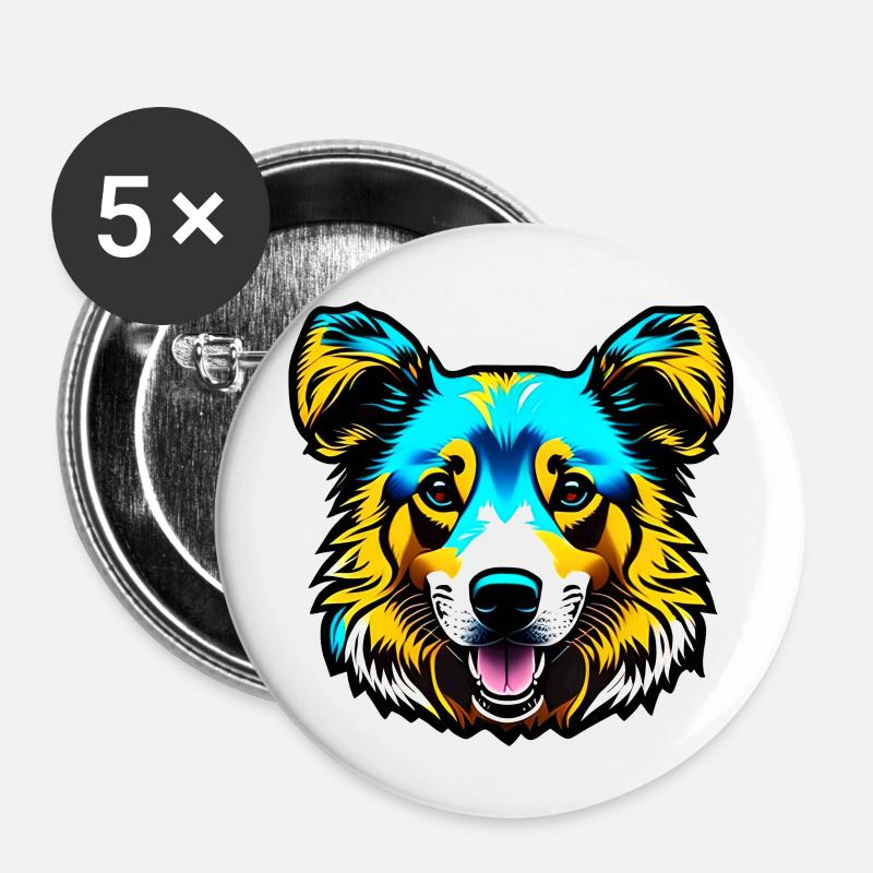 Colorful dog - Buttons large 2.2''/56 mm (5-pack) - white