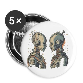 Deux cyborgs amoureux - L’amour c’est l’amour - Lot de 5 grands badges (56 mm) - blanc - Devant