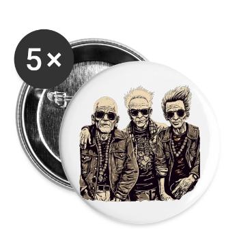 Cool Bestager Anarchists Punks with Sunglasses - Buttons large 2.2''/56 mm (5-pack) - white - Front