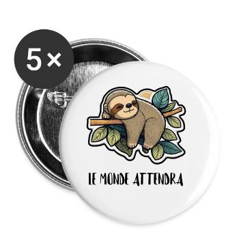 The world will wait - Buttons large 2.2''/56 mm (5-pack) - white - Front