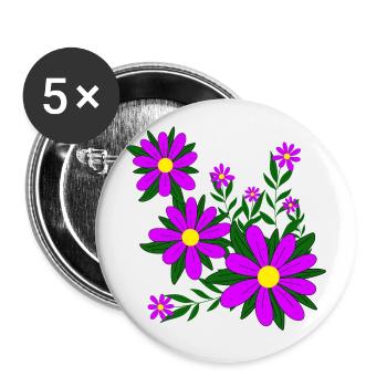 Blütenmuster Blumenranke Margerite Blüte floral - Buttons groß 56 mm (5er Pack) - Weiß - Vorne