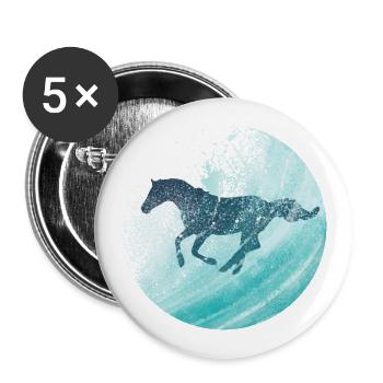 Pferde reiten ist Pferdeliebe für das Pferd - Buttons groß 56 mm (5er Pack) - Weiß - Vorne