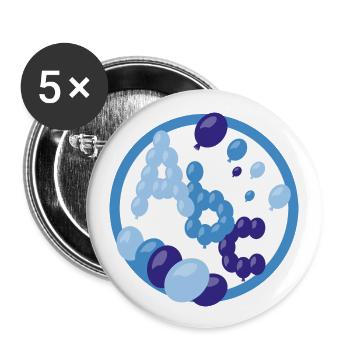 Luftiges Kinder Abc in blau. - Buttons groß 56 mm (5er Pack) - Weiß - Vorne