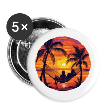 Hamac Beach Sea Suset - Lot de 5 grands badges (56 mm) - blanc - Devant