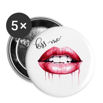 Embrasse-moi les lèvres Kissing Mouth Cadeau - Lot de 5 grands badges (56 mm) - blanc - Devant