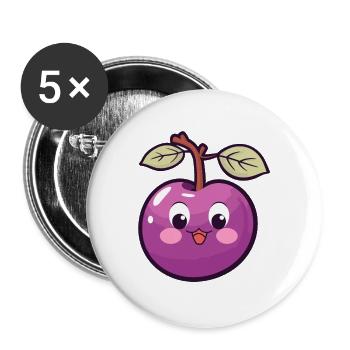 Prune Kawaii Prune Douce - Lot de 5 grands badges (56 mm) - blanc - Devant