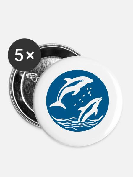 Aquatische Verzauberung - Buttons groß 56 mm (5er Pack) - Weiß