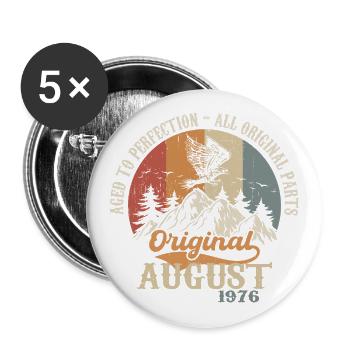 August 1976 Vintage Retro Geburtstag Geschenk 1976 - Buttons groß 56 mm (5er Pack) - Weiß - Vorne