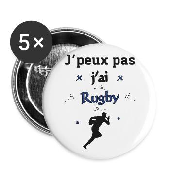 J'peux pas j'ai rugby - Lot de 5 grands badges (56 mm) - blanc - Devant