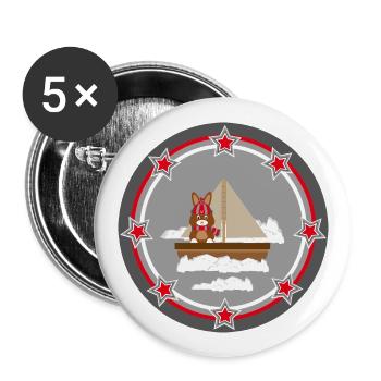 Hase im Winter mit Boot. - Buttons groß 56 mm (5er Pack) - Weiß - Vorne