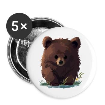 Ourson mignon - Lot de 5 grands badges (56 mm) - blanc - Devant