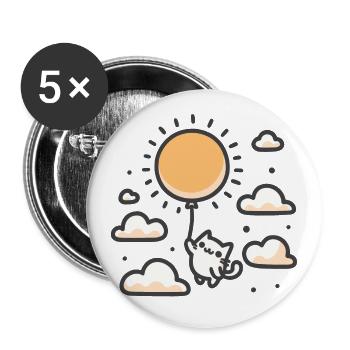 Kitten on sun adventure - Buttons large 2.2''/56 mm (5-pack) - white - Front