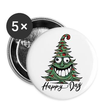 Funny Crazy Christmas Tree Christmas - Buttons large 2.2''/56 mm (5-pack) - white - Front