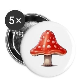 Toadstool Mushroom Mushroom Picker - Buttons large 2.2''/56 mm (5-pack) - white - Front