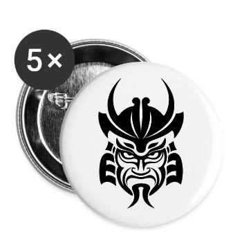 Samurai Helmet Logo Katana Swordsman - Buttons large 2.2''/56 mm (5-pack) - white - Front