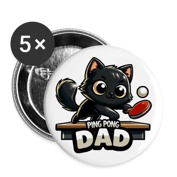 Table Tennis Katze Pingpong Black Cat Dad Outfit - Buttons large 2.2''/56 mm (5-pack) - white - Front