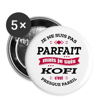 KOFI PARFAIT - PRENOM KOFI - Lot de 5 grands badges (56 mm) - blanc - Devant