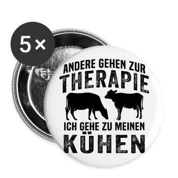 andere gehen zur therapie ich gehe zu meinen kühen - Buttons groß 56 mm (5er Pack) - Weiß - Vorne