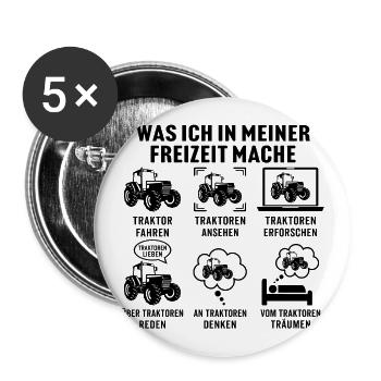 traktor fahren geschenk für landwirt - Buttons groß 56 mm (5er Pack) - Weiß - Vorne