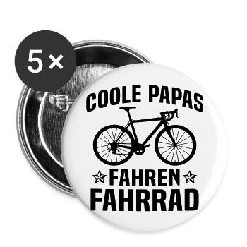 coole papas fahren fahrrad - Buttons groß 56 mm (5er Pack) - Weiß - Vorne