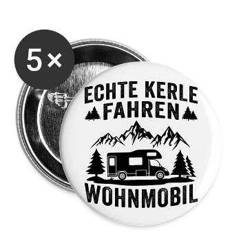 Echte Kerle fahren wohnmobil - Buttons groß 56 mm (5er Pack) - Weiß - Vorne